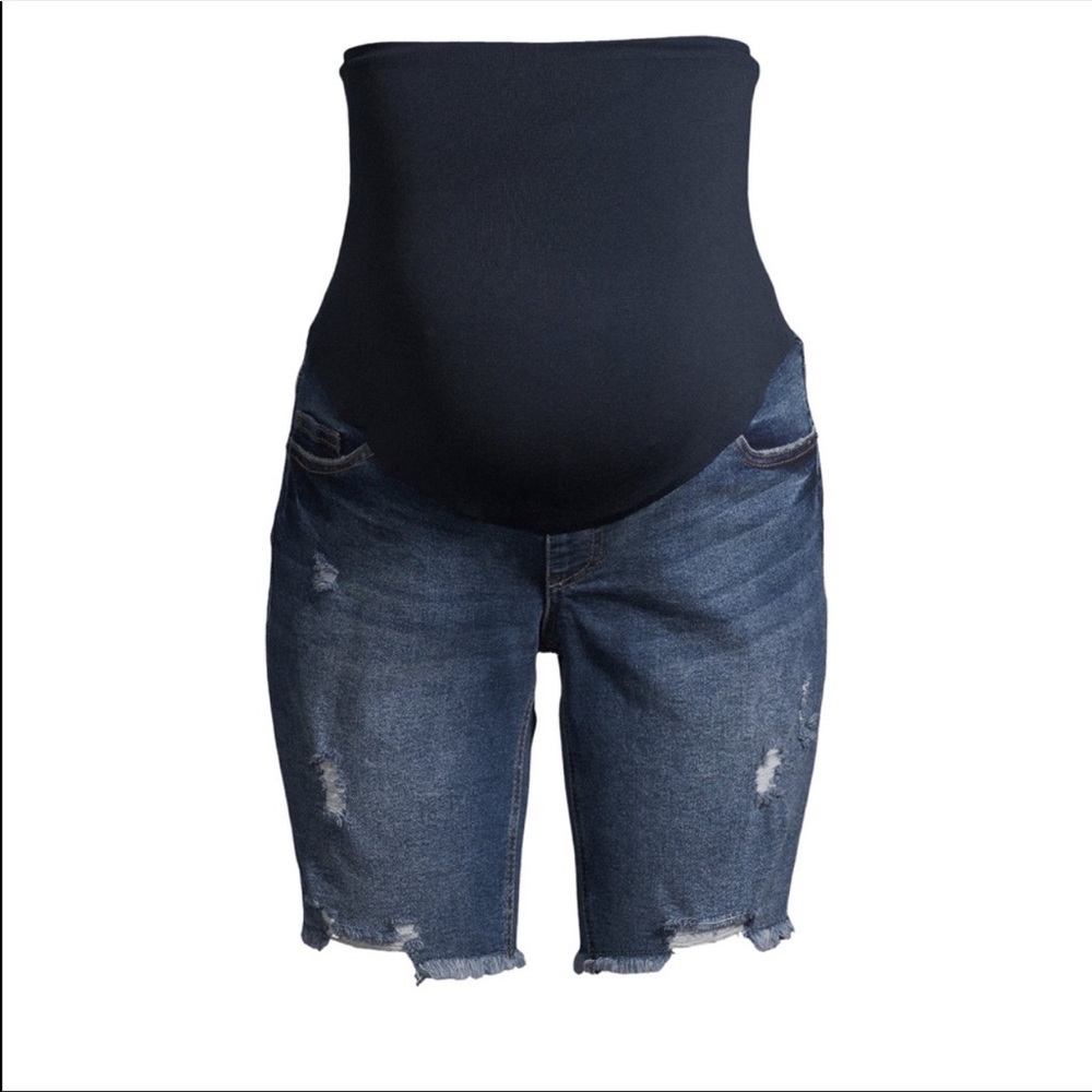 Maternity Denim Bermuda Shorts withFull Panel - Picture 2 of 6